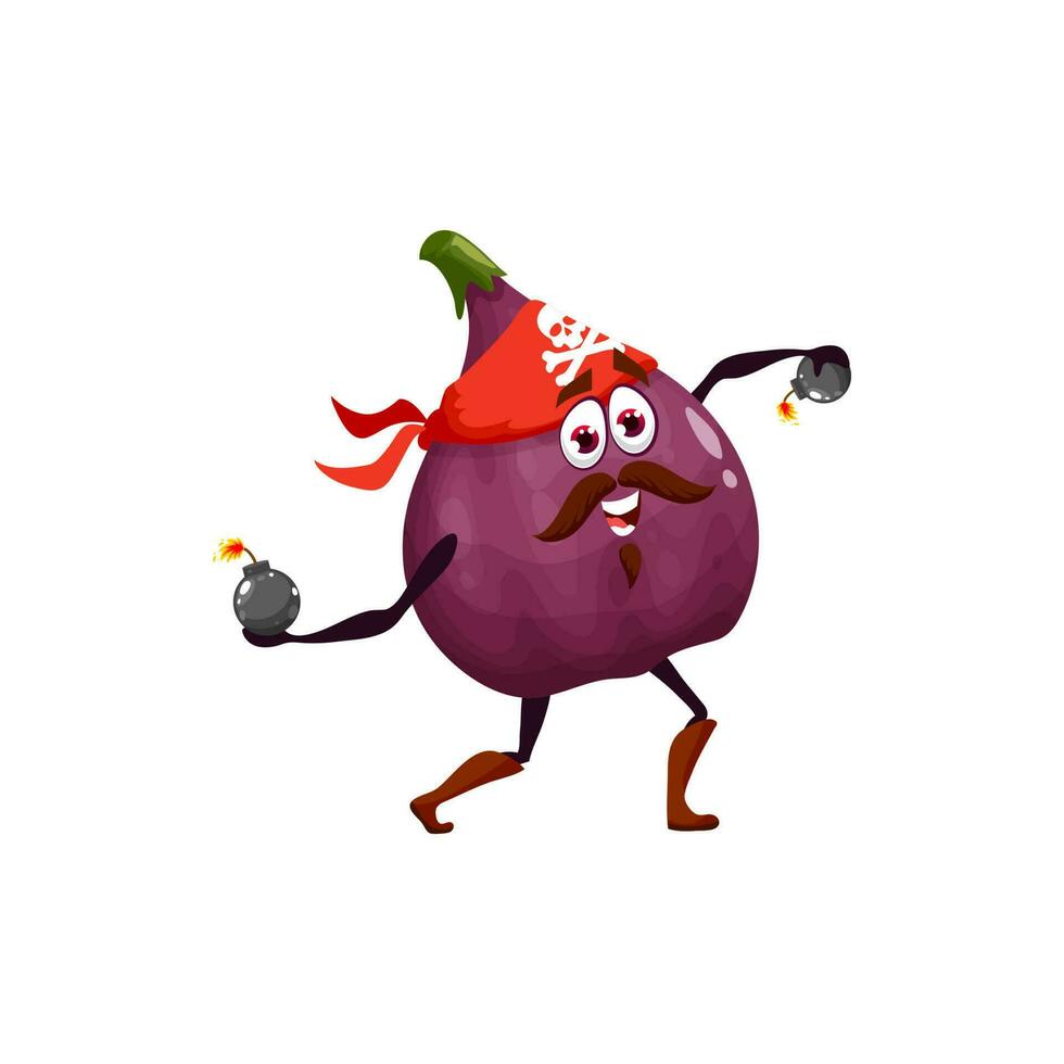 Common fig pirate emoticon with bombs, buccaneer vector