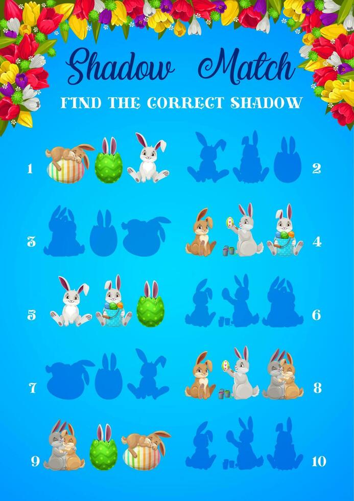 Shadow matching Easter game, kids education vector