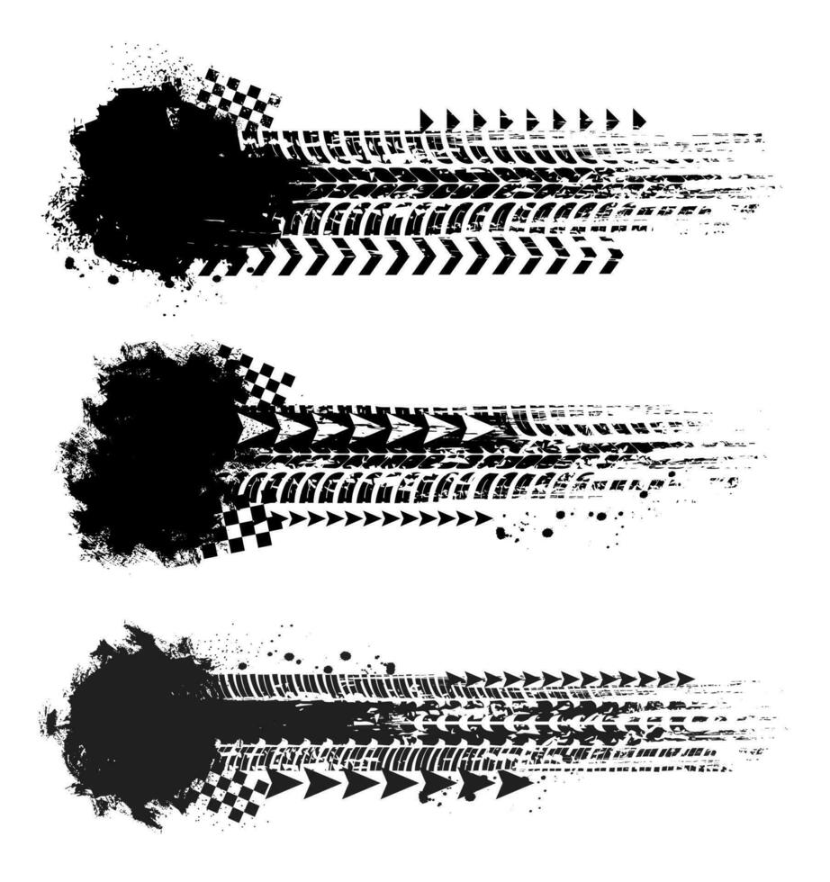 Offroad sport, tire prints with chequered flag vector