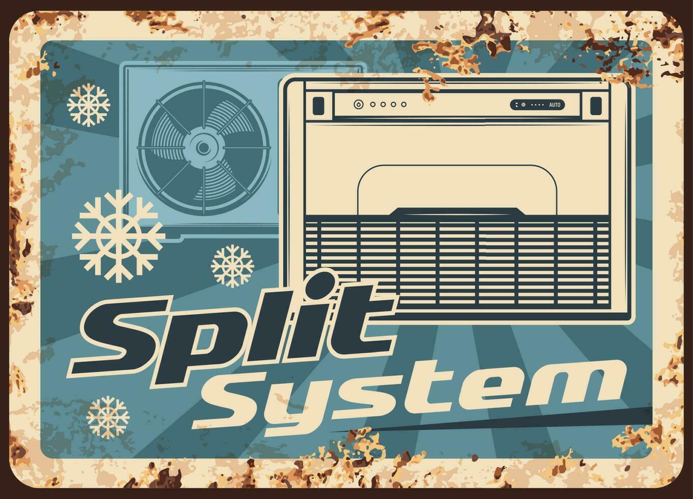 Air conditioner split system, metal plate rusty vector