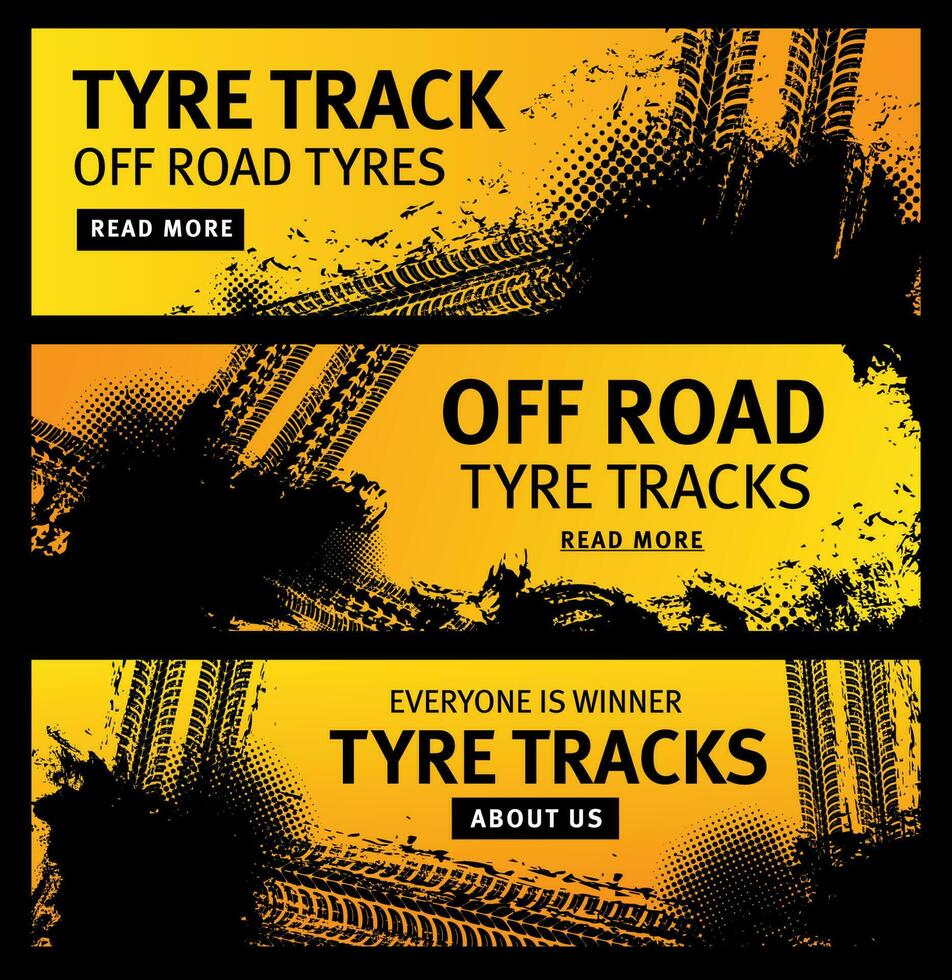 Off road tyre tracks vector grunge tire prints