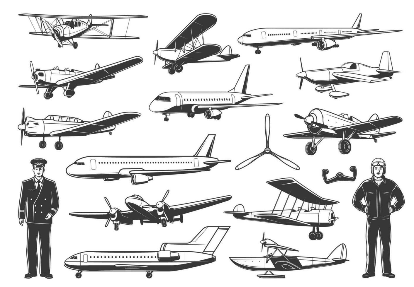 moderno y Clásico aviones, piloto vector