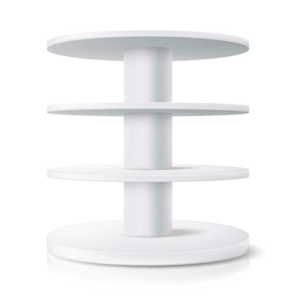 Round stand, shop display shelf isolated realistic vector