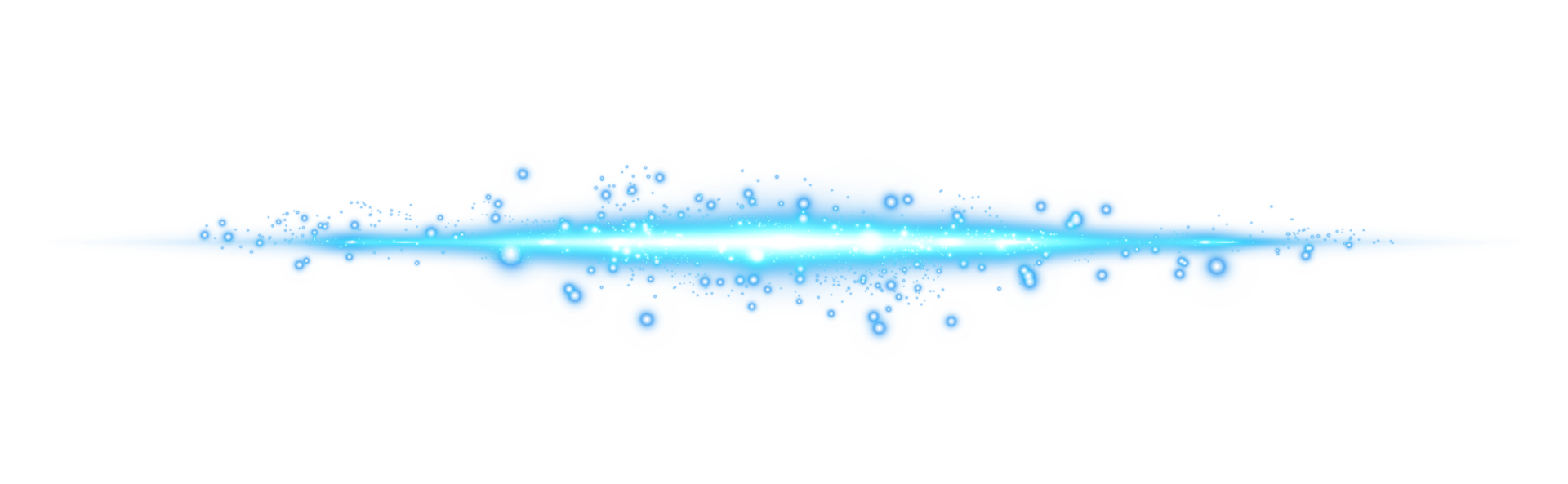 Blue horizontal lens flares. Laser beams, horizontal light rays