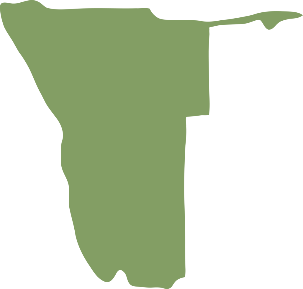 doodle freehand drawing of namibia map. png