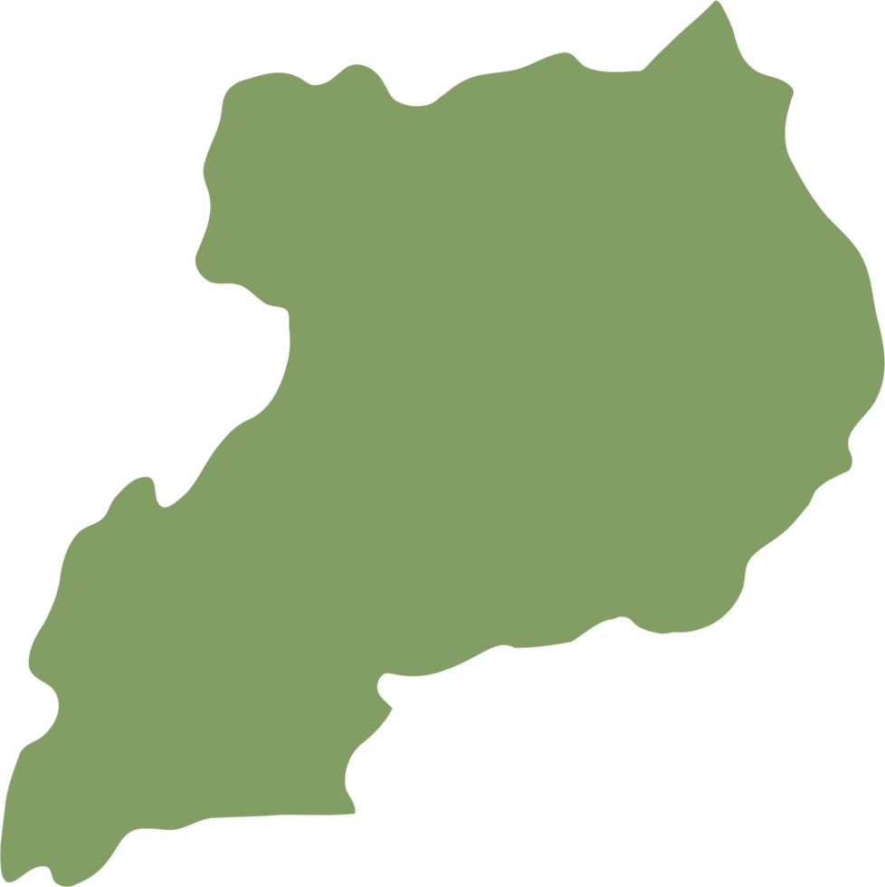 doodle freehand drawing of uganda map. png