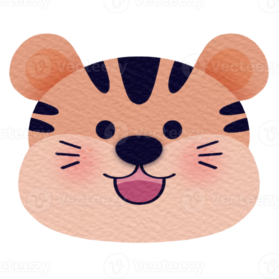 Pastel tiger face emoji png