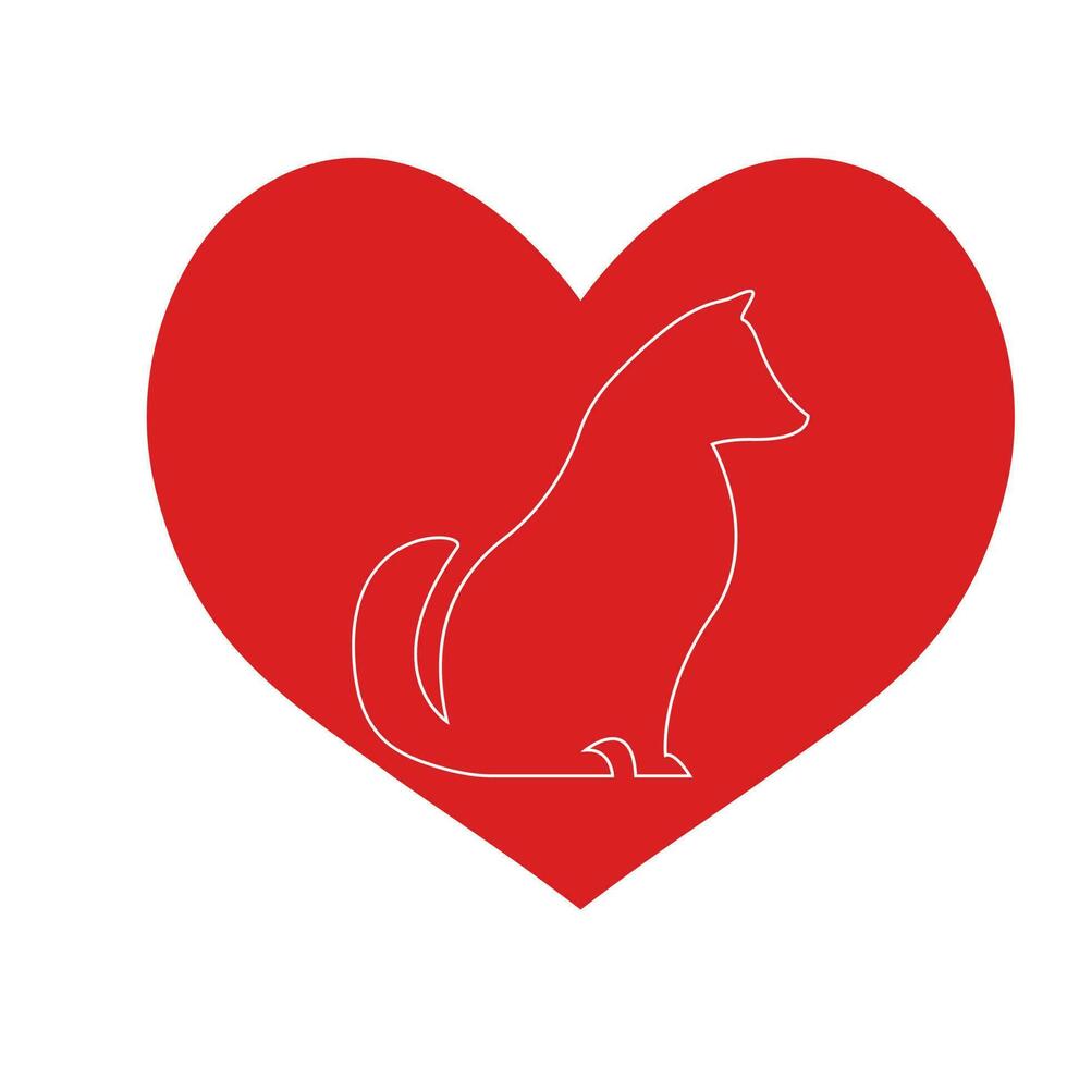 illustration of a  dog, decorated with heart shape. vector