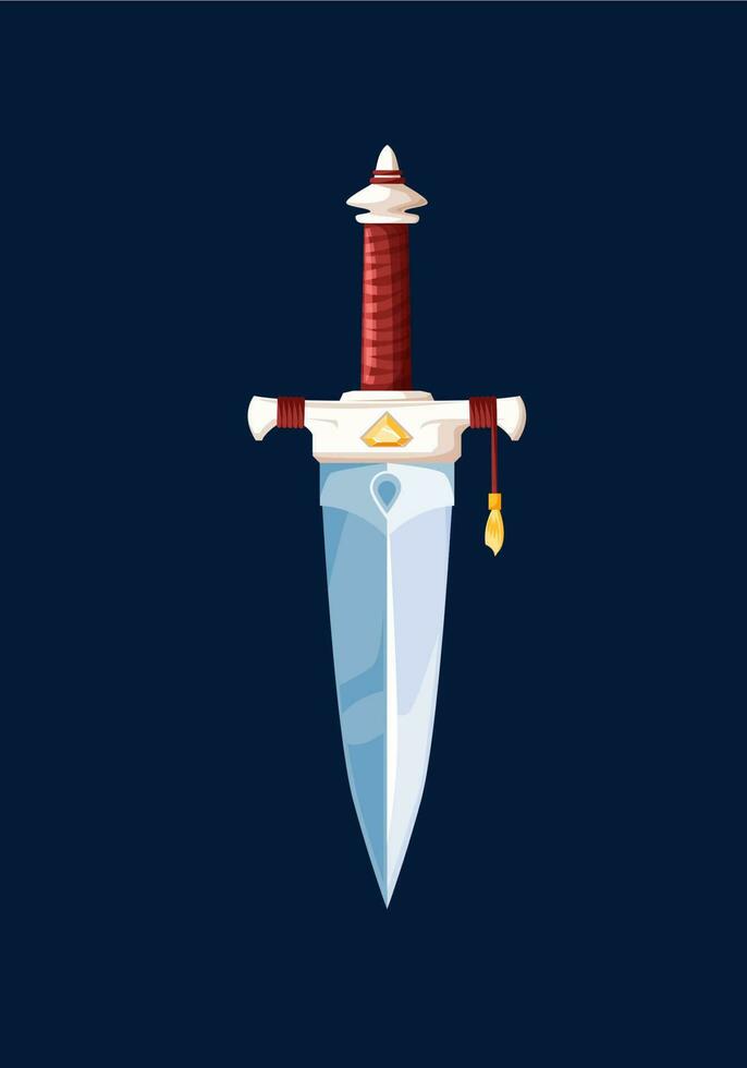 Magical cartoon steel dagger blade, game ui weapon vector