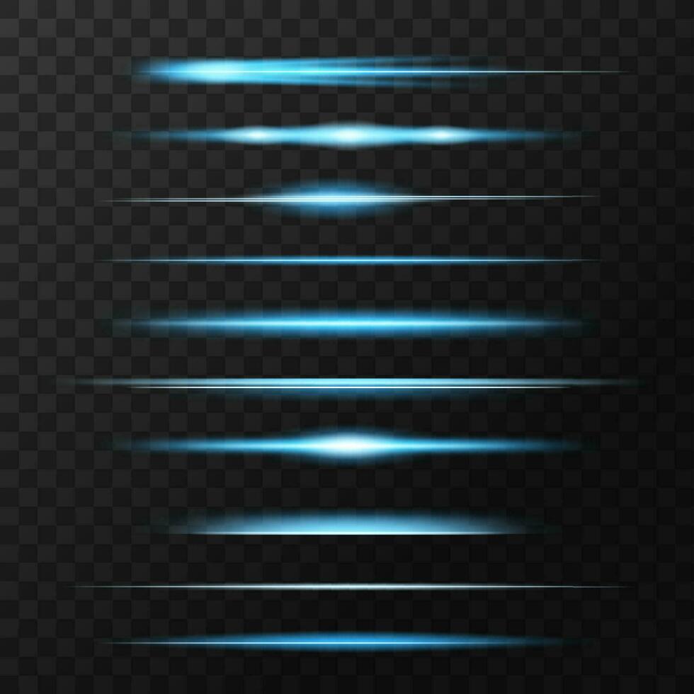 Light flashes, flare or sparkles, glow lines set vector
