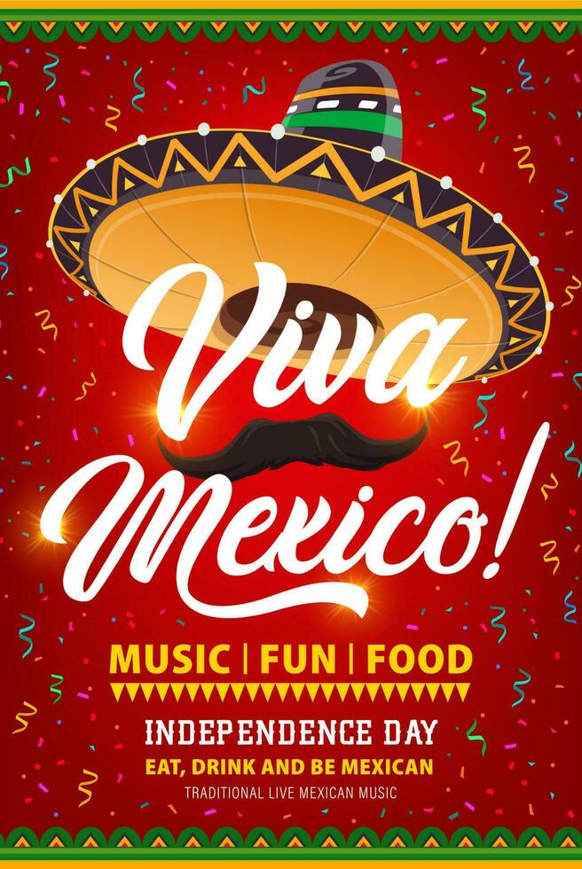 Viva Mexico vector flyer with mexican symbols