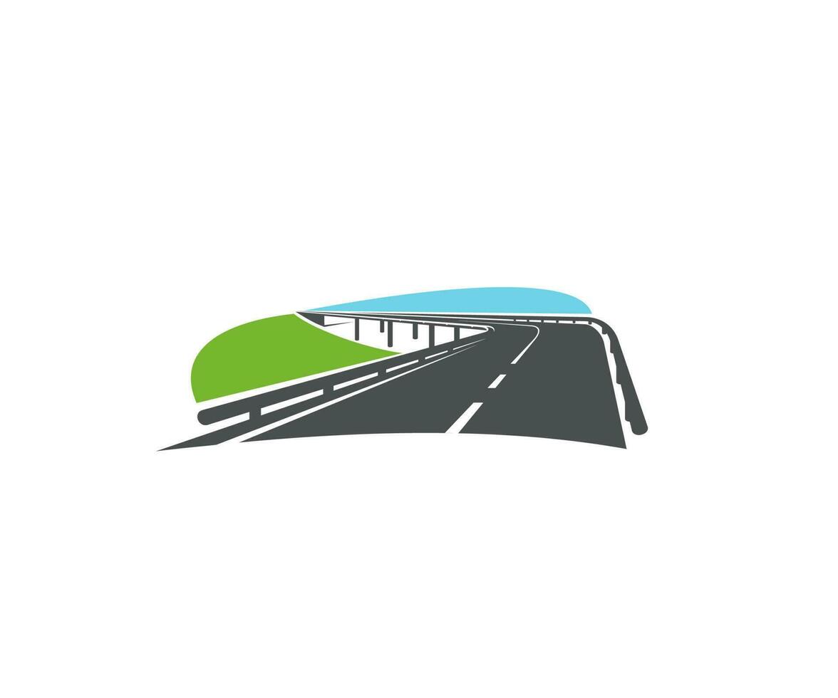 Asphalt road turn, speed highway vector icon