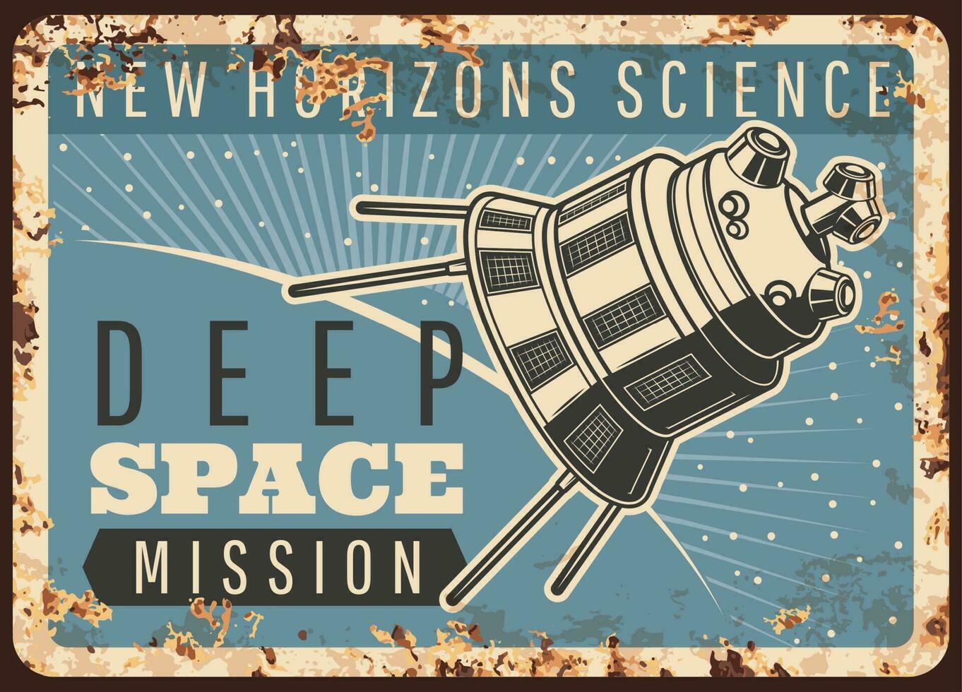 Satellite deep space mission vector rusty plate