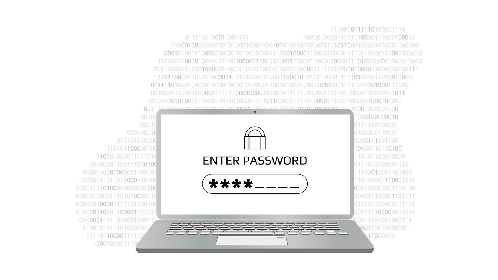 Enter password concept screen with a password box and asterisks on laptop screen. Vector illustration.