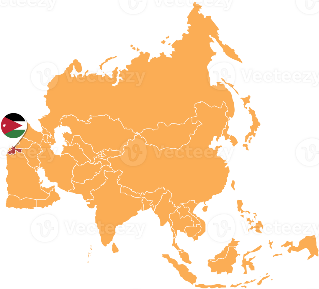 Mapa da Jordânia na Ásia, ícones mostrando bandeiras e localização da Jordânia. png