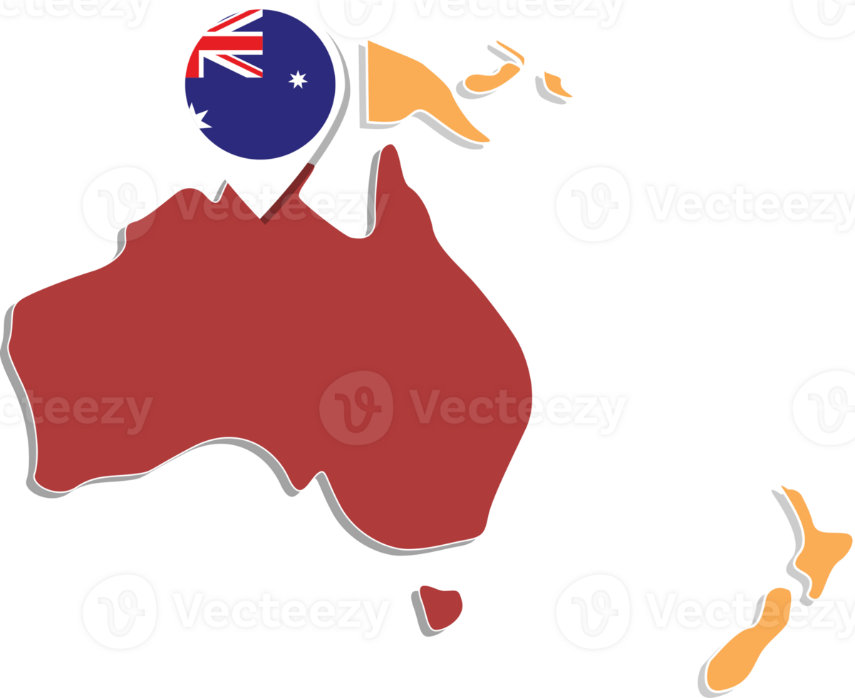 mapa da austrália na austrália, ícones mostrando a localização da austrália e bandeiras. png