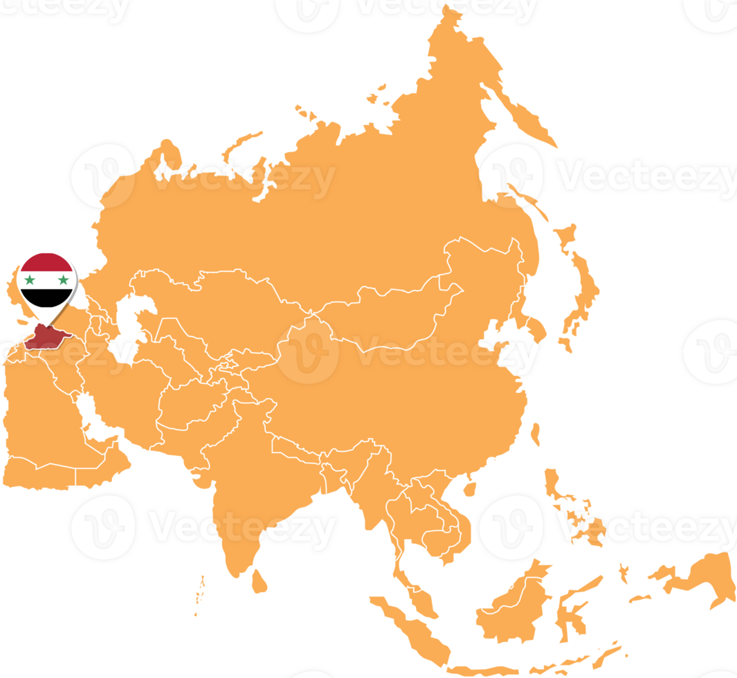 Syria map in Asia, Icons showing Syria location and flags. png