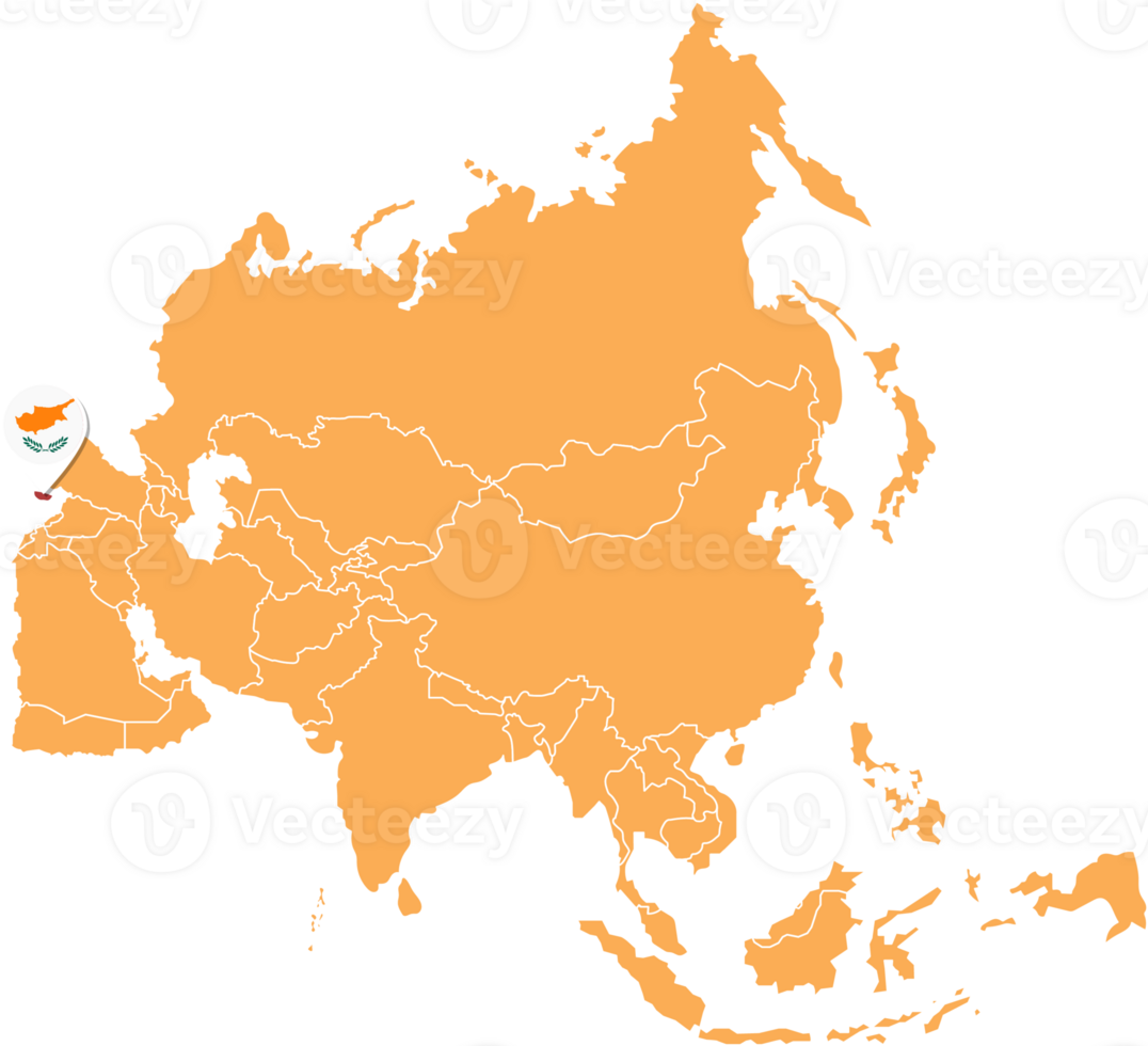Cyprus map in Asia, Icons showing Cyprus location and flags. png