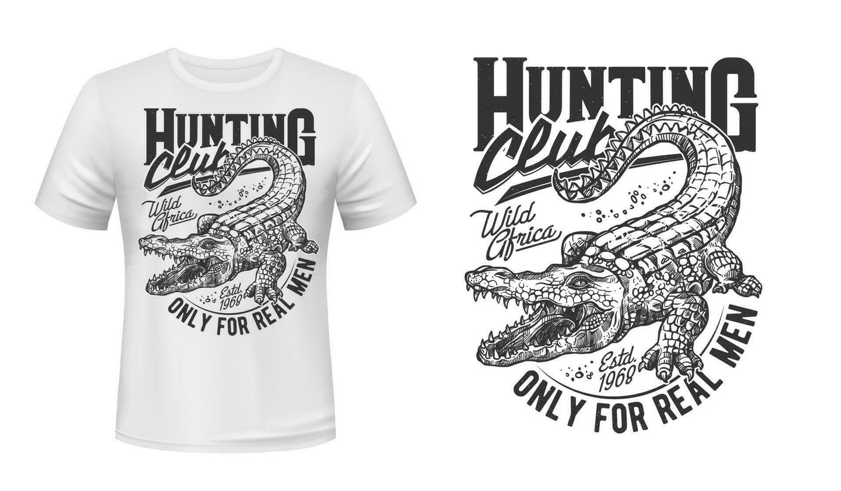 Crocodile or alligator hunt t-shirt vector print