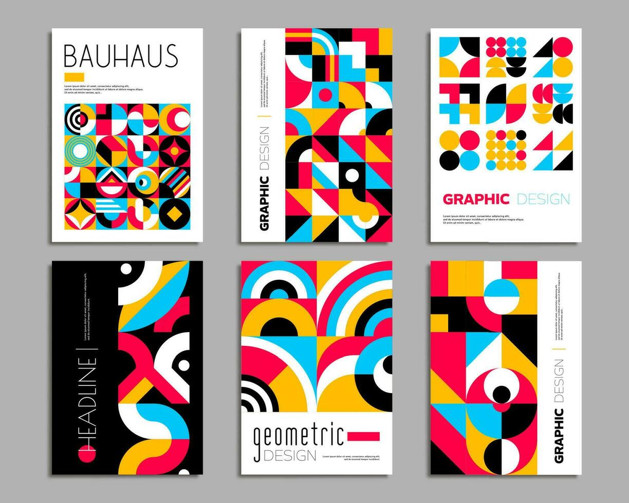 Bauhaus carteles, geométrico resumen antecedentes vector