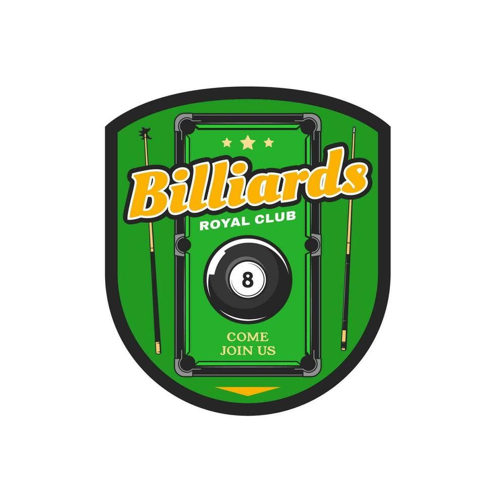 Billiard, pool club, game society vector icon