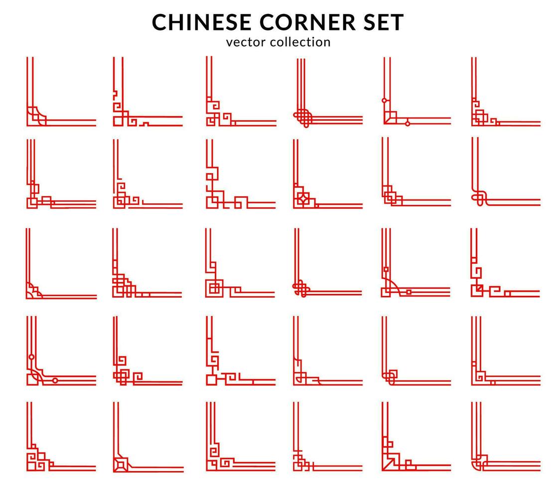 Chinese red frame corners and oriental dividers vector