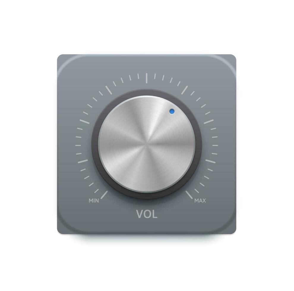 metallic music sound knob button icon vector