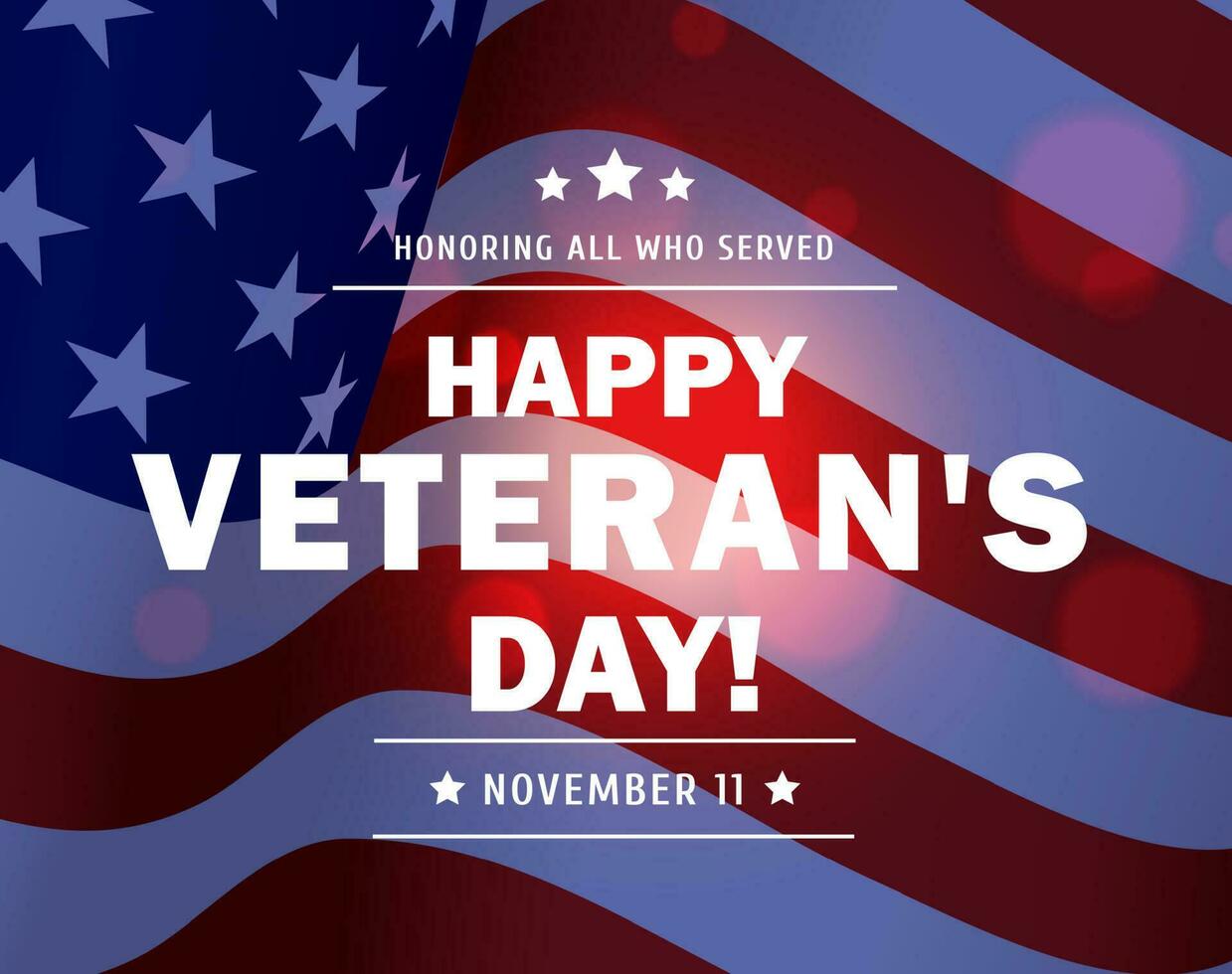 Veteran Day of American military, waving USA flag vector