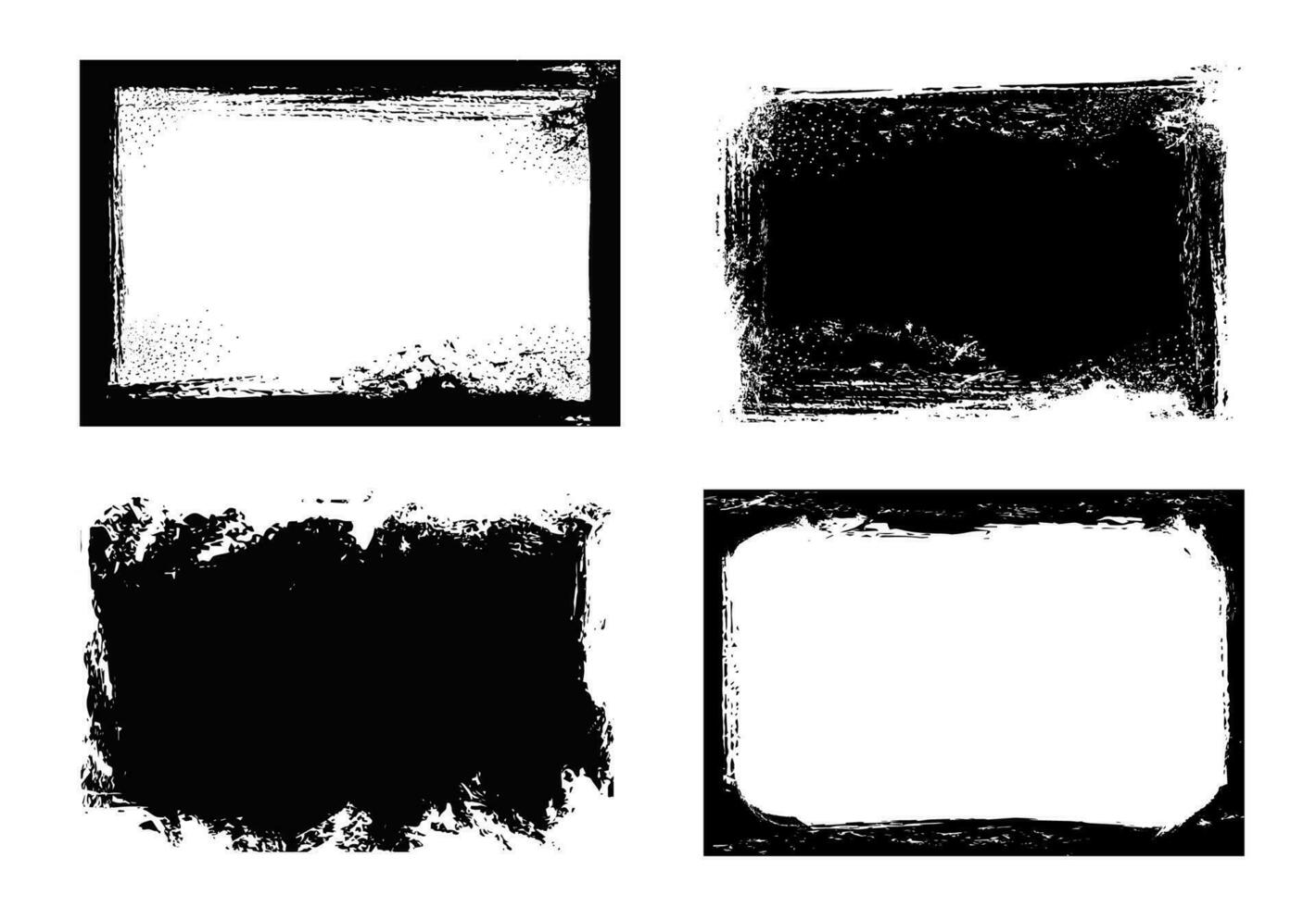 Grunge frames isolated vector rectangular borders