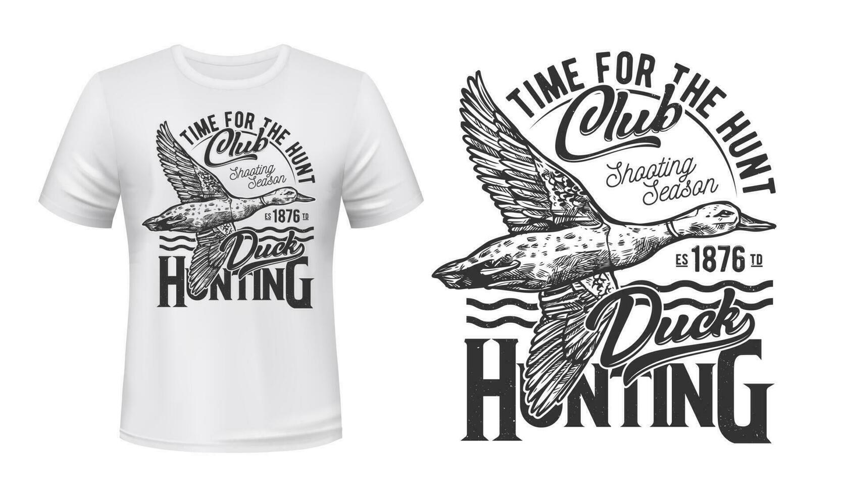 Hunting club vector t-shirt print with duck bird