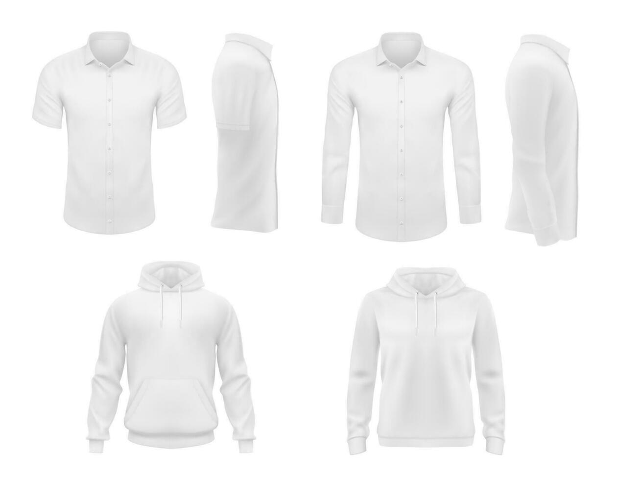 Men clothes vector shirts and hoody isolated set
