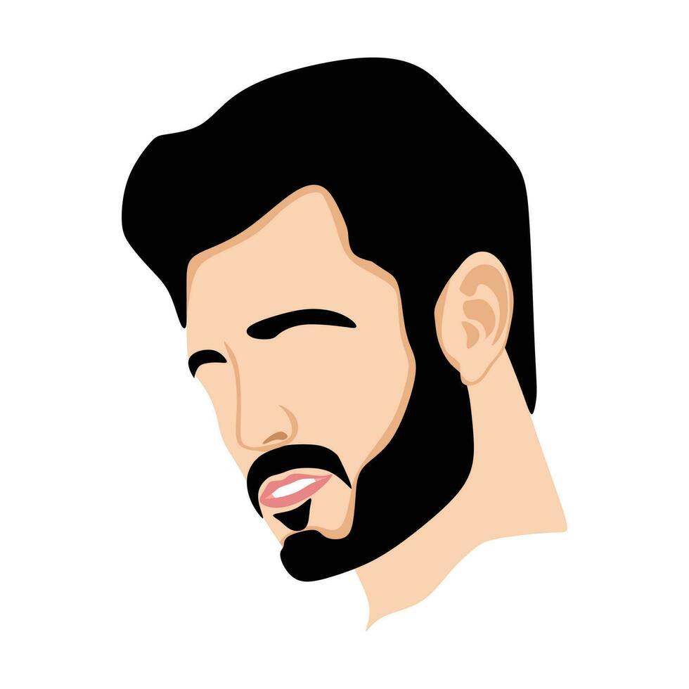 vector face and barber face logo and man's salon logo vector and face men portrait  colorful  and A man with beard and a black haircut