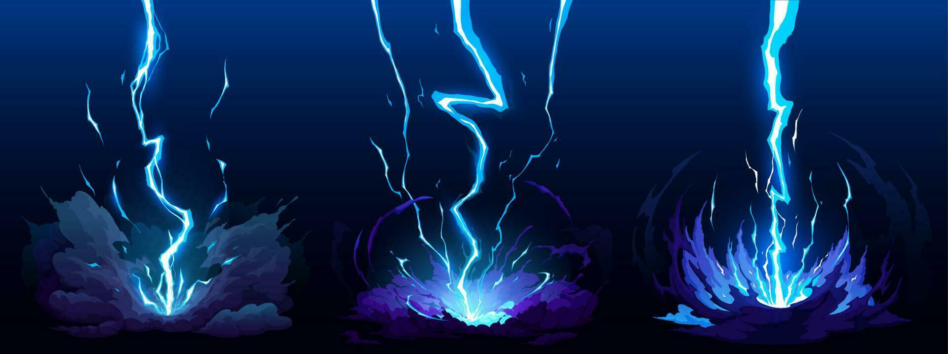 dibujos animados azul relámpago trueno, tormenta rayos vector