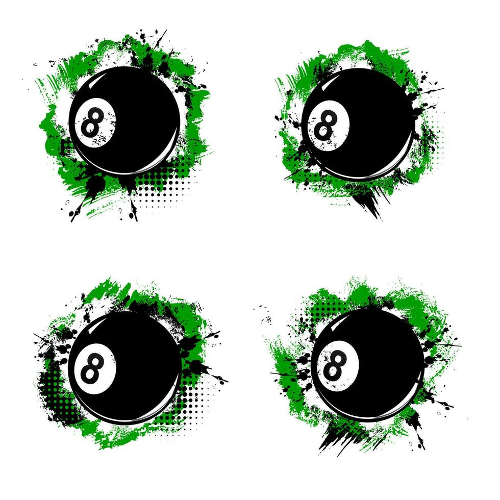 Billiard ball, pool snooker sport halftone banners vector