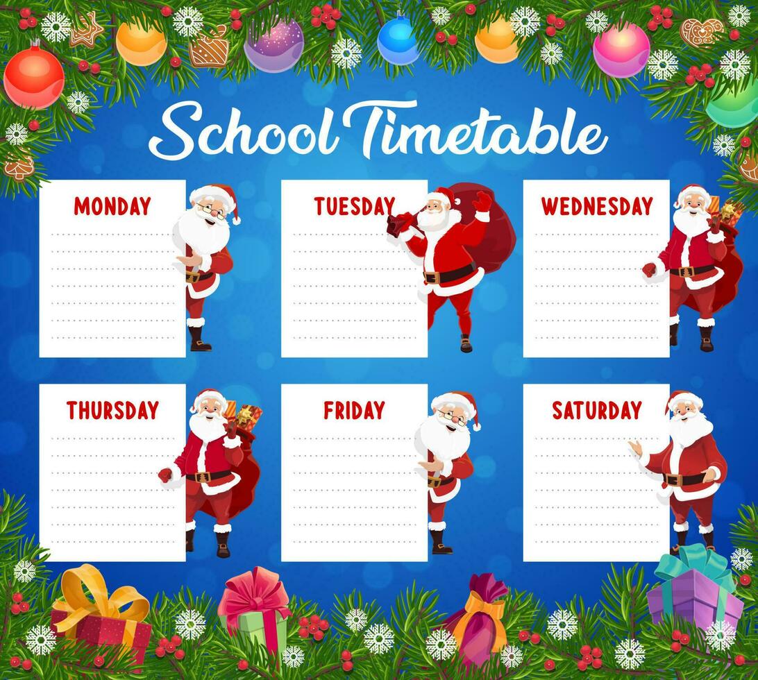 Child Christmas school timetable, lessons schedule 23841638 Vector Art