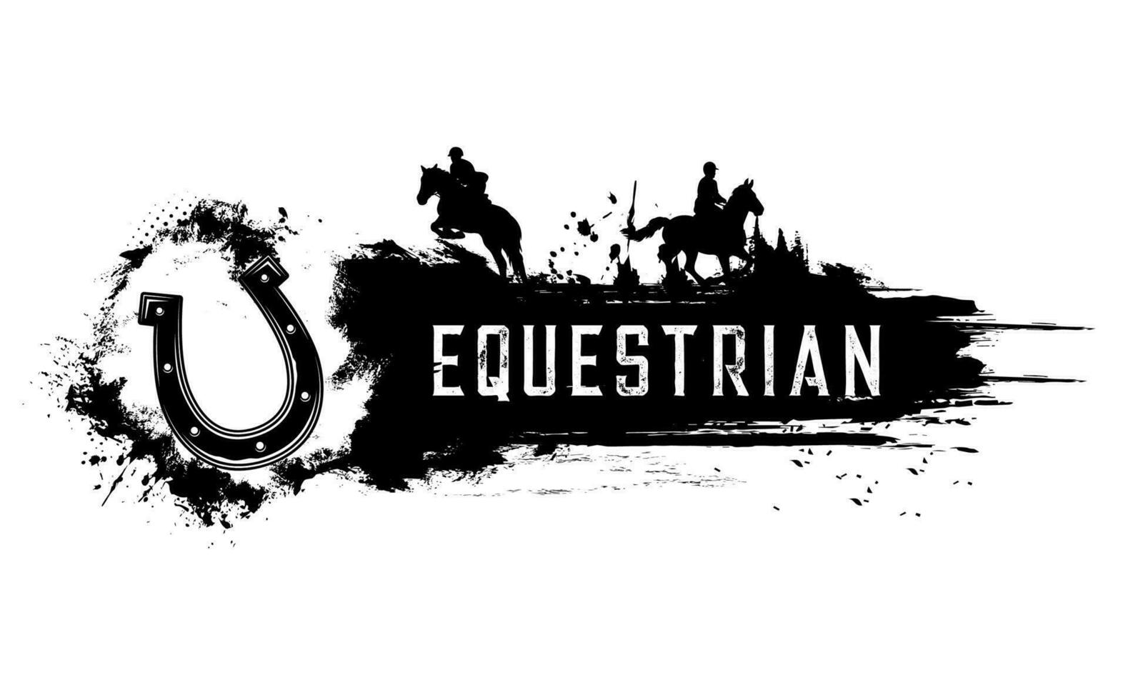 Equestrian sport, horse riding club poster vector