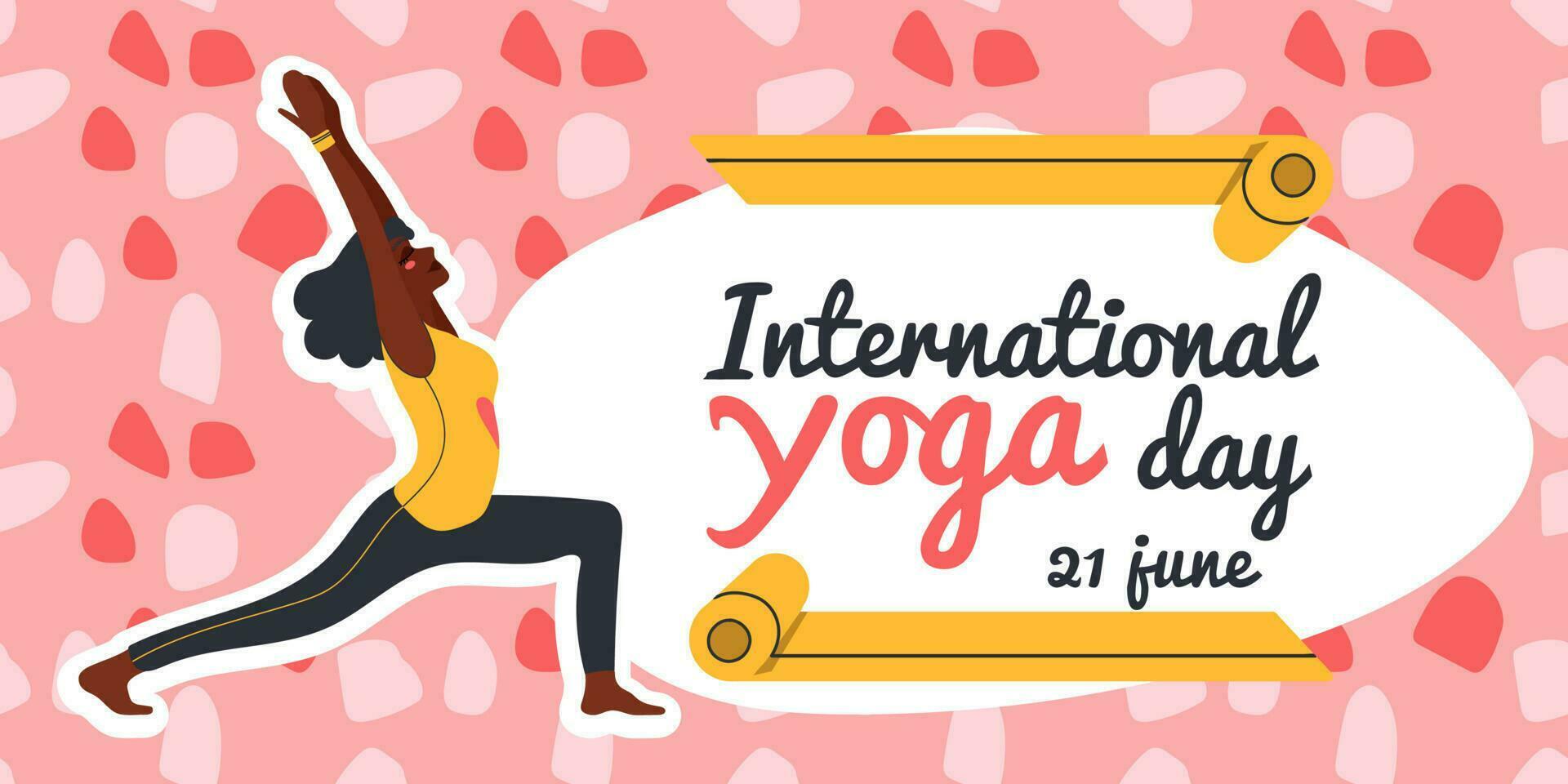 internacional yoga día. africano americano mujer haciendo yoga ejercicios. plano vector ilustración