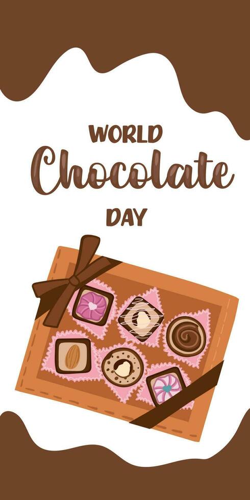 Lettering World chocolate day. Idea for poster, postcard. Vector. Vertical banners and wallpaper for social media stories. vector