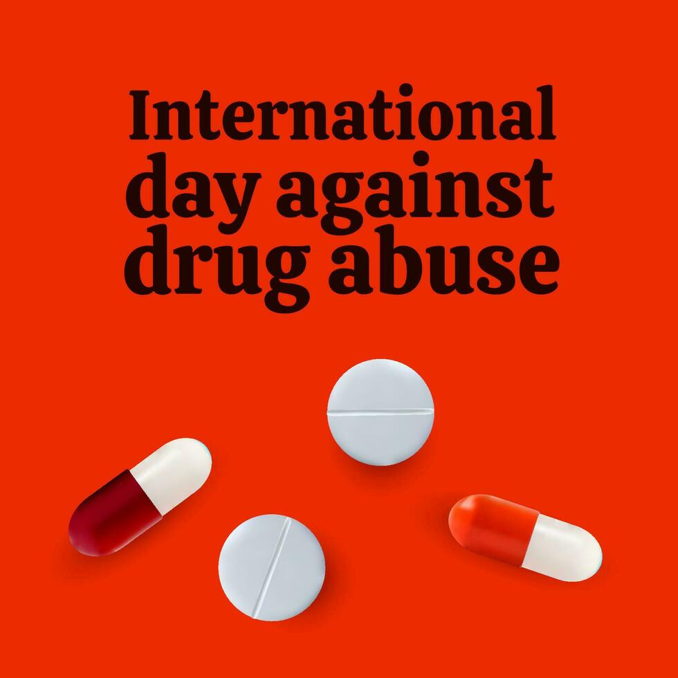 internacional día en contra fármaco abuso. bandera, póster. vector ilustración.