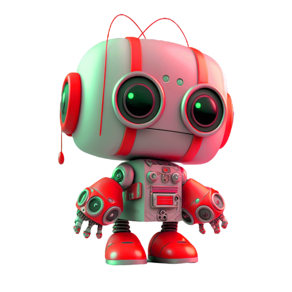 encantador carmesí bots pequeño linda robots generado por ai png