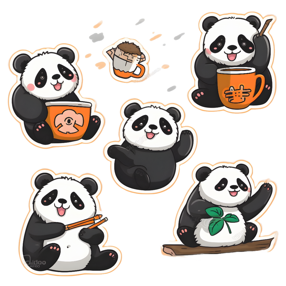 panda Pals carino cartone animato panda illustrazione png