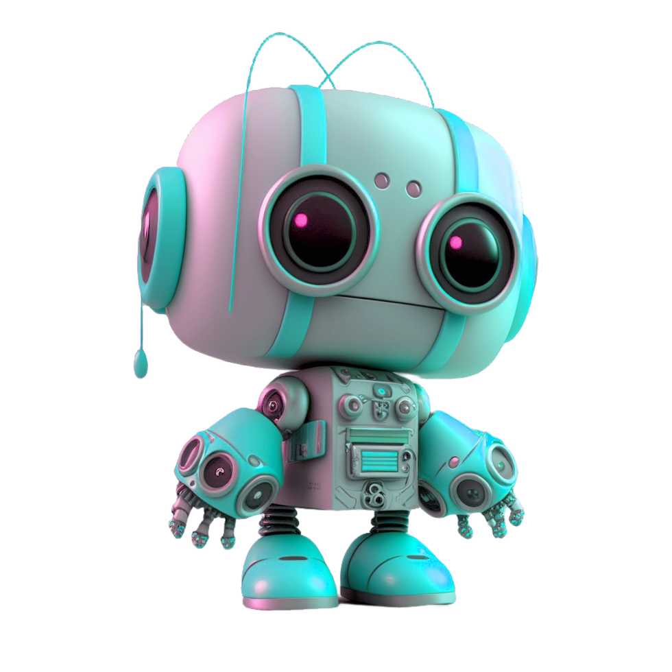 Adorable Blue Bots Small Cute Robots Generated by AI png