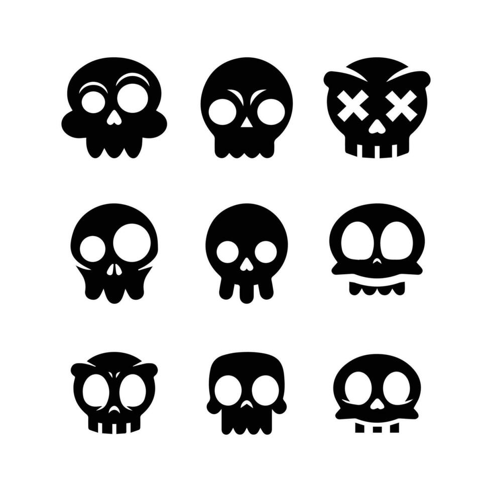 Set of human skull illustrations on white background. vector
