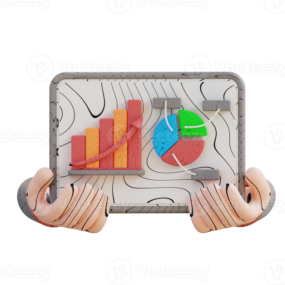 3d illustration hand holding a graphic presentation png