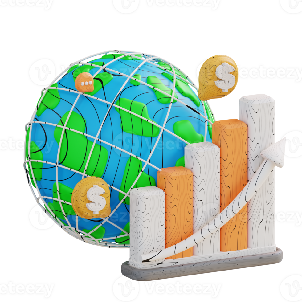 3d Illustration Geschäft global Graph steigend png