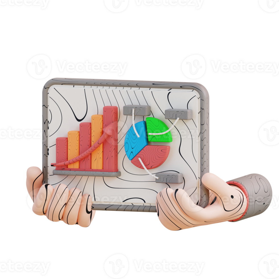 3d ilustração mão segurando uma gráfico apresentação png