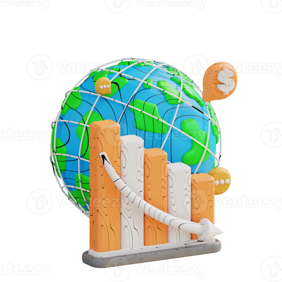 3d illustration business global graph down png