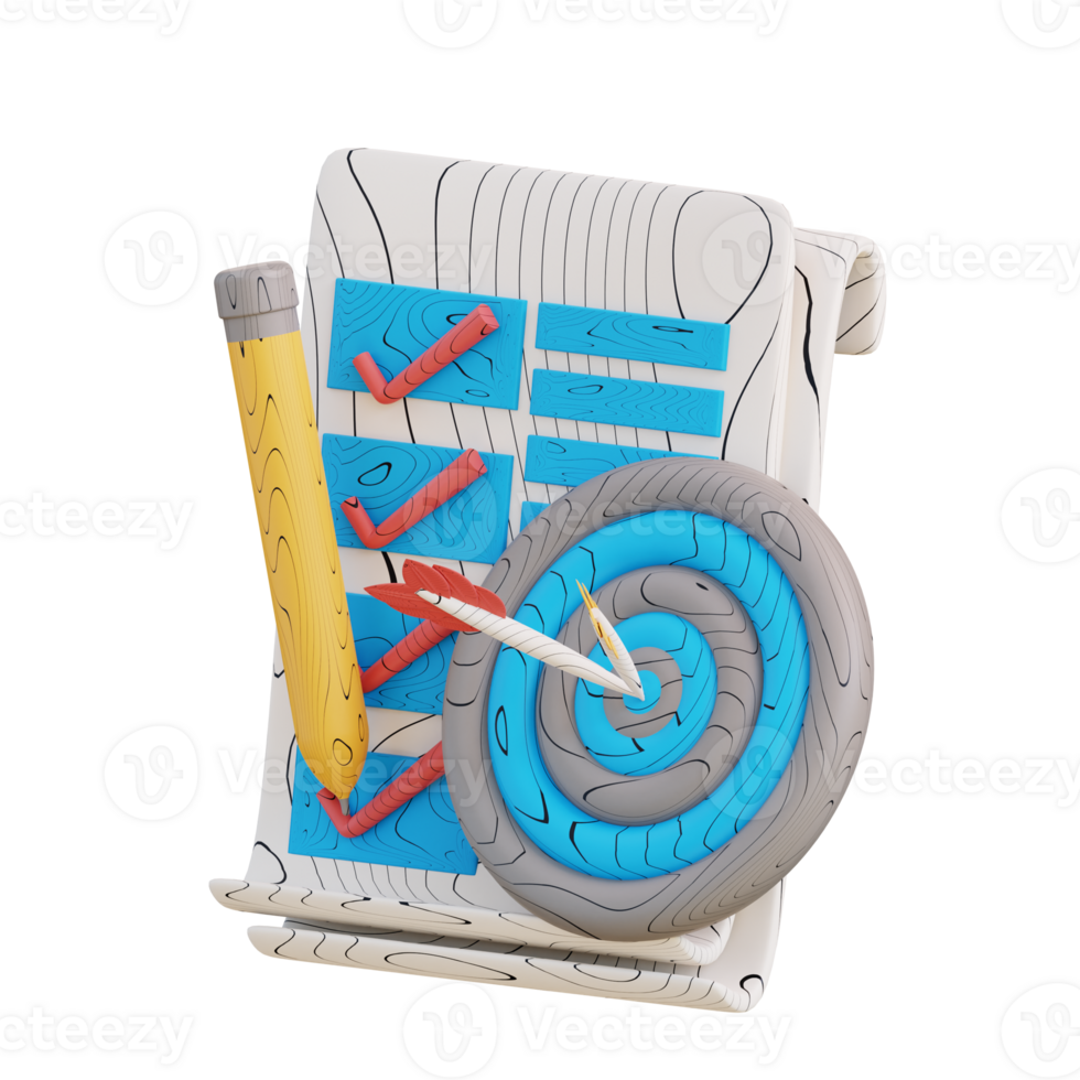 3d illustration note target list png