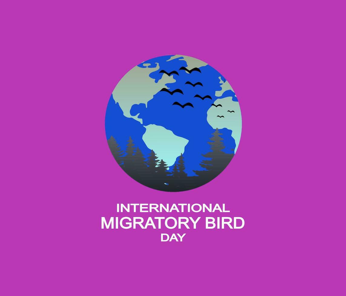 illustration vector graphic of a group of birds flying over the forest, perfect for world migratory bird day, celebrate, greeting card, etc.