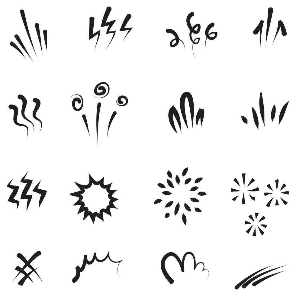 Vector set of hand-drawn cartoony expression sign doodle, curve ...